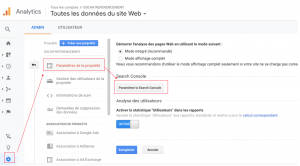 parametrage search console