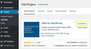 Plugin AMP pour WordPress