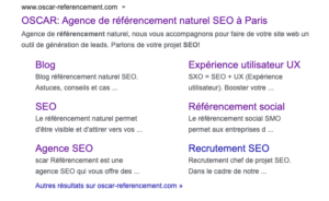 Liens pages du site sur Google