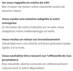 Contenu de réassurance pour page de contact