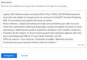 conseil optimisation description GMB
