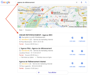 Classement SEO local Google map