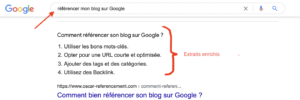 Extrait enrichi Google SEO