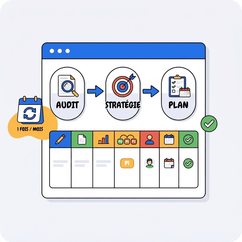 Construire un plan d'action SEO qui avance : priorités, responsables et dates