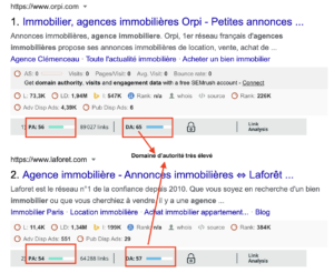 autorité de domaine et page d'autorité