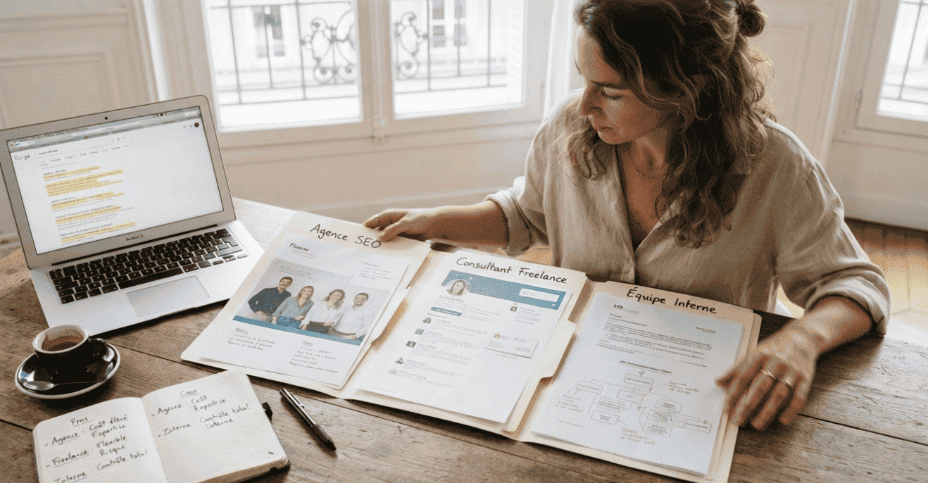 agence SEO consultant freelance equipe interne
