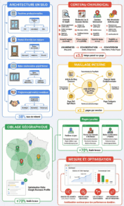 Infographie stratégie SEO GEO visibilité Google moteurs IA