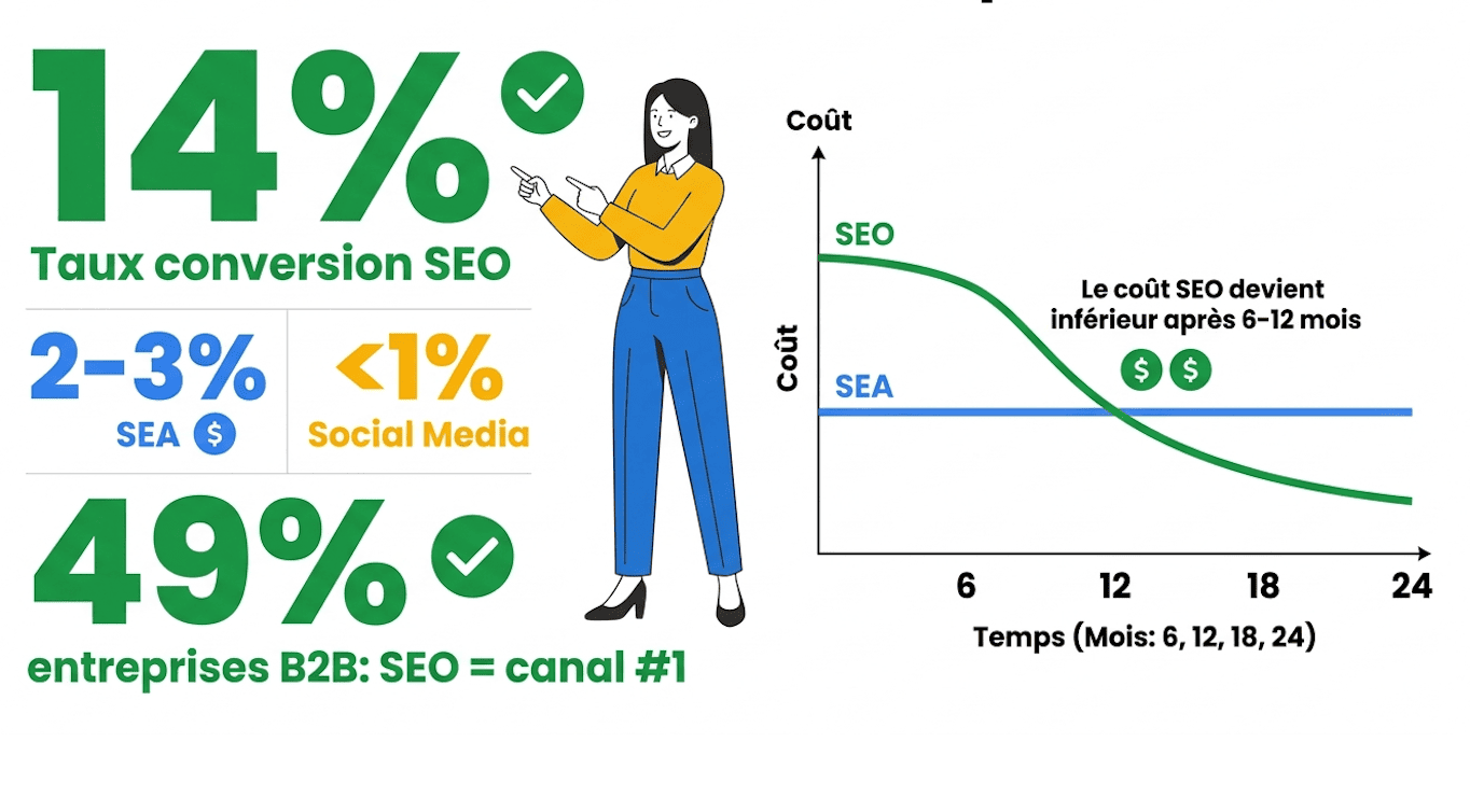 ROI du SEO surpasse les autres canaux SEA IA